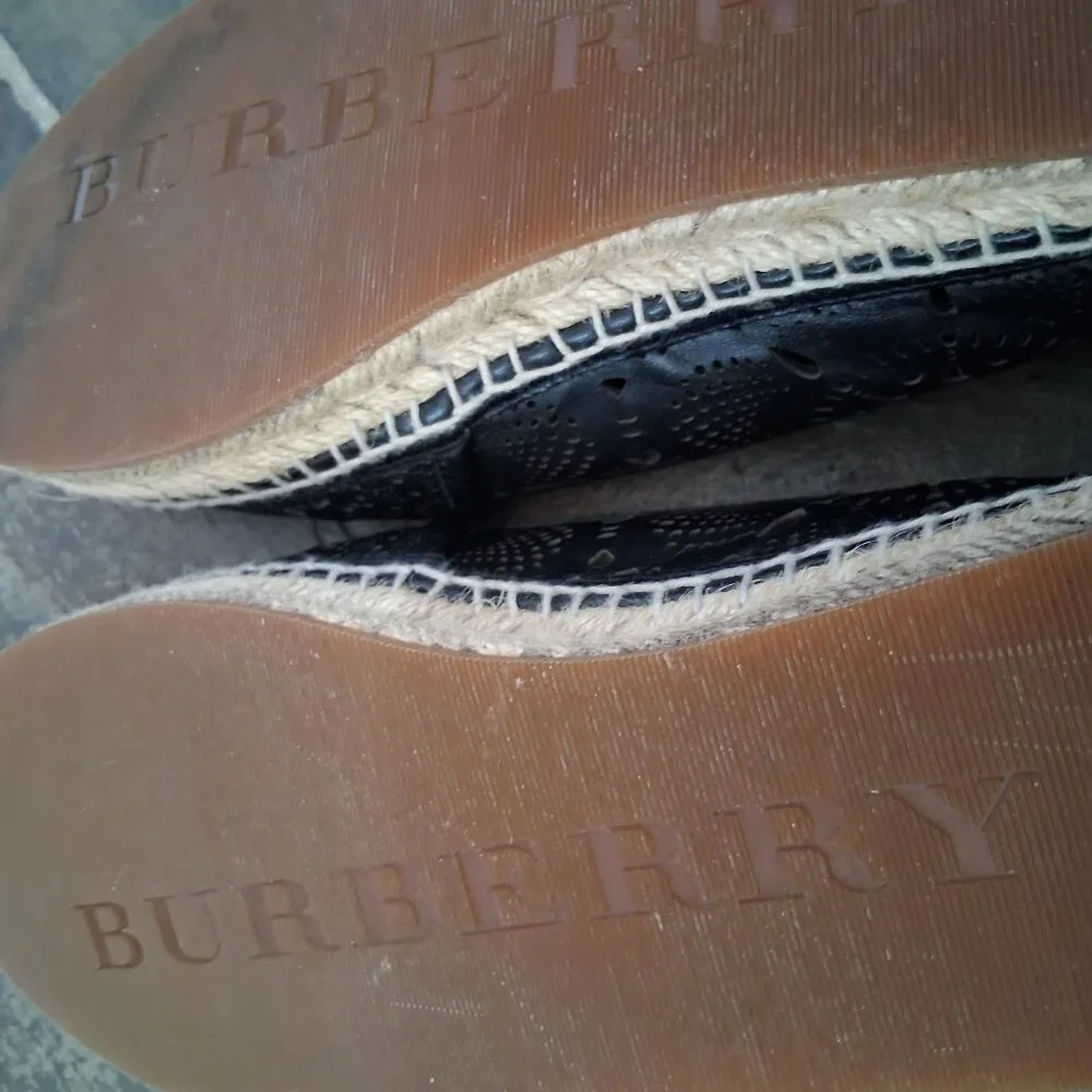 Burberry Black Leather Espadrille Shoes